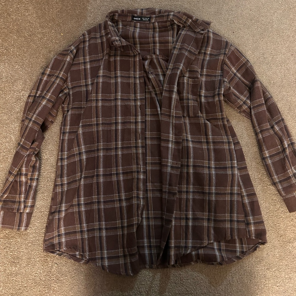 SHEIN Brown Plaid Shirt